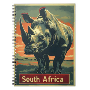 Rhino Südafrika Vintag Notizblock