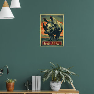 Rhino Südafrika Vintag Poster