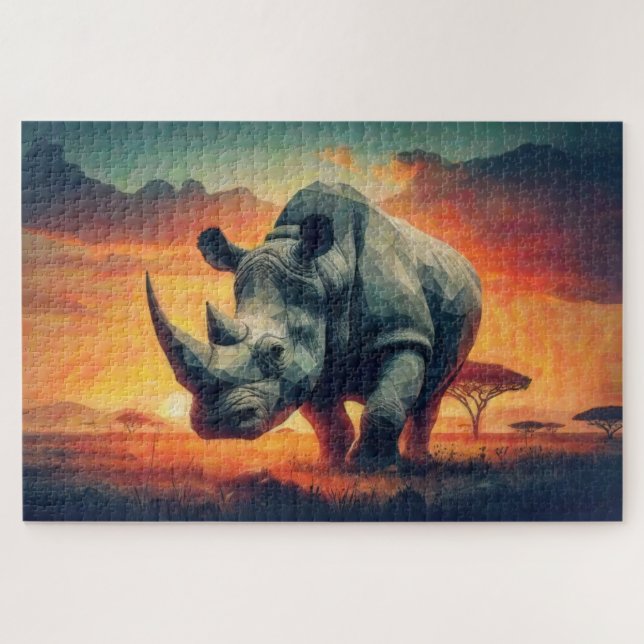 Rhino Sunset Safari Puzzle (Horizontal)