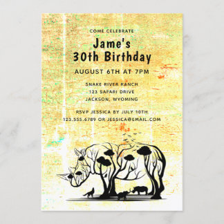 Rhino Tree Silhouette Einladung