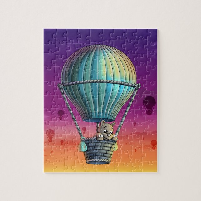 Rhino und Heißluftballon Puzzle (Vertikal)