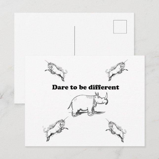 Rhino unter Unicorns wagen es, einen anderen Carto Postkarte (Vorne/Hinten)