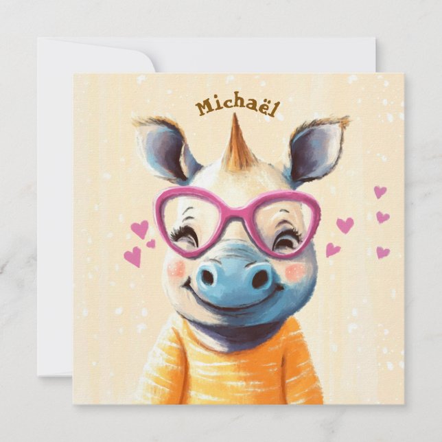 Rhino Valentinstag Herz Abzeichen Kinder Schule  (Vorderseite)