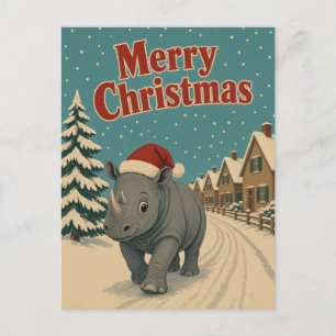 Rhino Village Lane Tier Weihnachten Postkarte