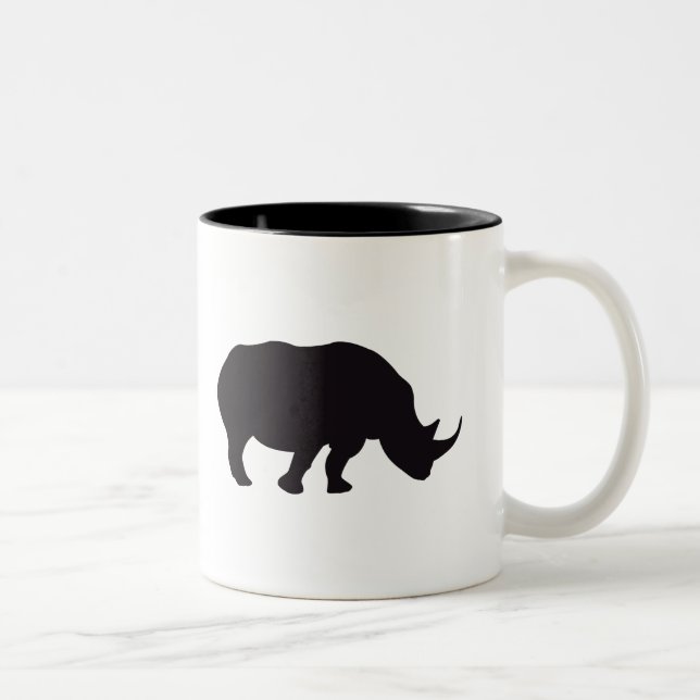Rhino-Vintager hölzerner Stich Zweifarbige Tasse (Rechts)
