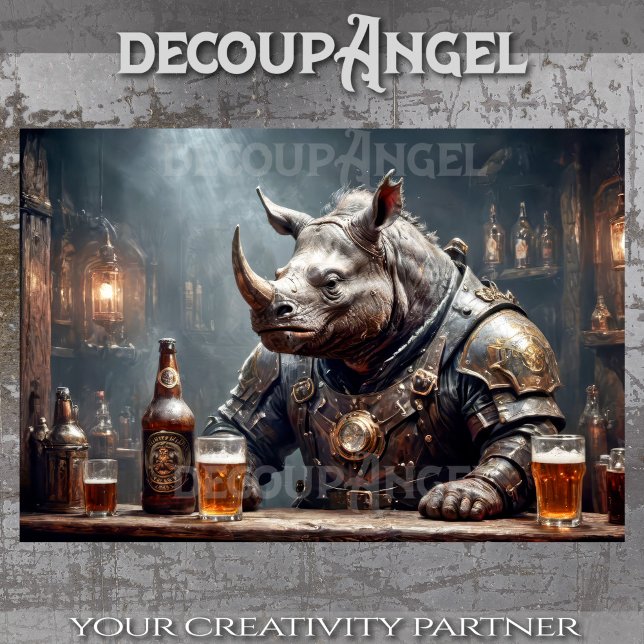 Rhino Warrior Drink Beer #2 - Decoupage - Seidenpapier (Von Creator hochgeladen)