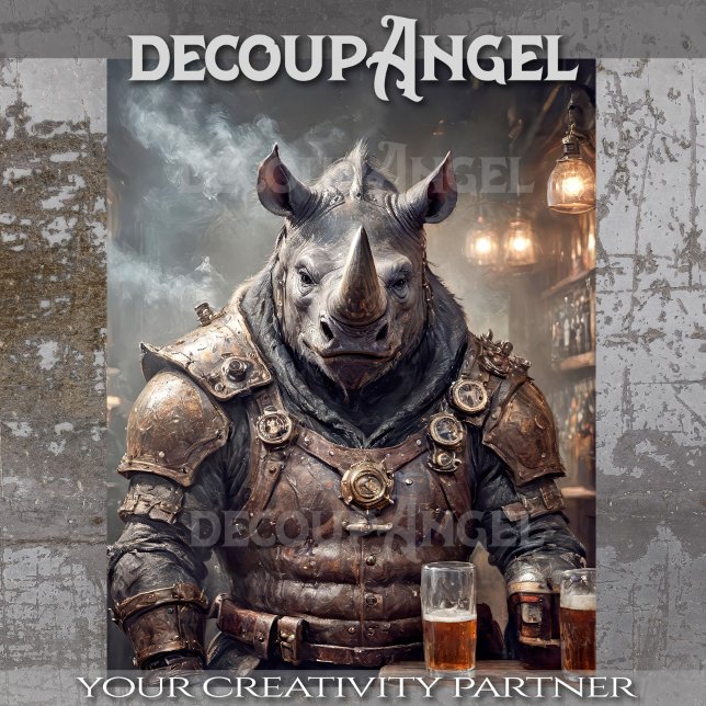 Rhino Warrior Drink Ber - Decoupage - Seidenpapier (Von Creator hochgeladen)