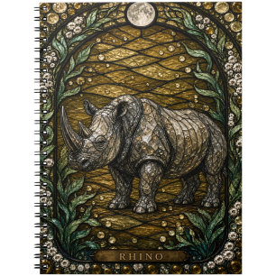 Rhino-Wasserstelle Illumina-Buntglas Notizblock
