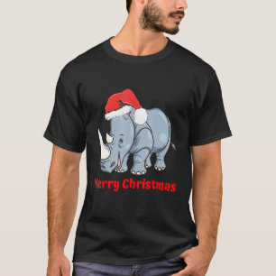 Rhino Weihnachtsmannmütze Frohe Weihnachtsbaum Paj T-Shirt