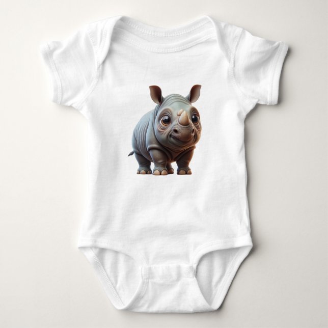 Rhino-Zeichentrickdesign für einen schönen Cartoon Baby Strampler (Vorderseite)