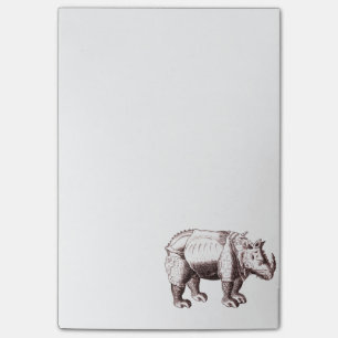 Rhino - Zeichnung eines Nashorns im Stil der Renai Post-it Klebezettel