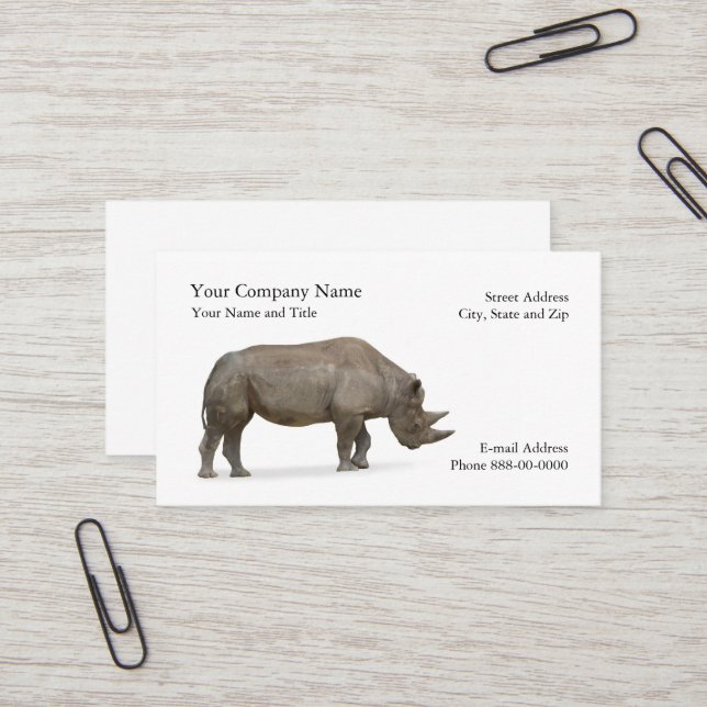 Rhino Zoologist Business Card Visitenkarte (Vorderseite/Rückseite Beispiel)