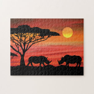 Rhinoceros African Sunset Puzzle