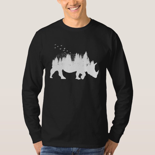 Rhinoceros Artsy Forest Animal Wildlife Wanderlust T-Shirt (Vorderseite)
