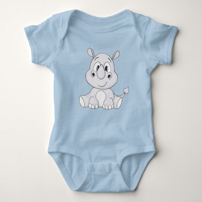 Rhinoceros Cartoon Graphic Baby Bodysuit Baby Strampler (Vorderseite)