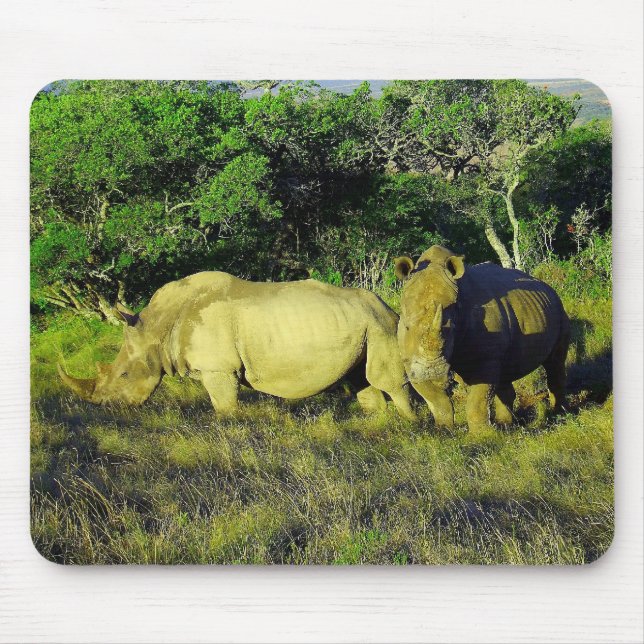 Rhinoceros Couple Wildlife Fotografy Mousepad (Vorne)