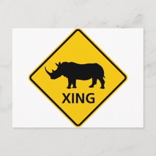 Rhinoceros Crossing Highway-Zeichen Postkarte