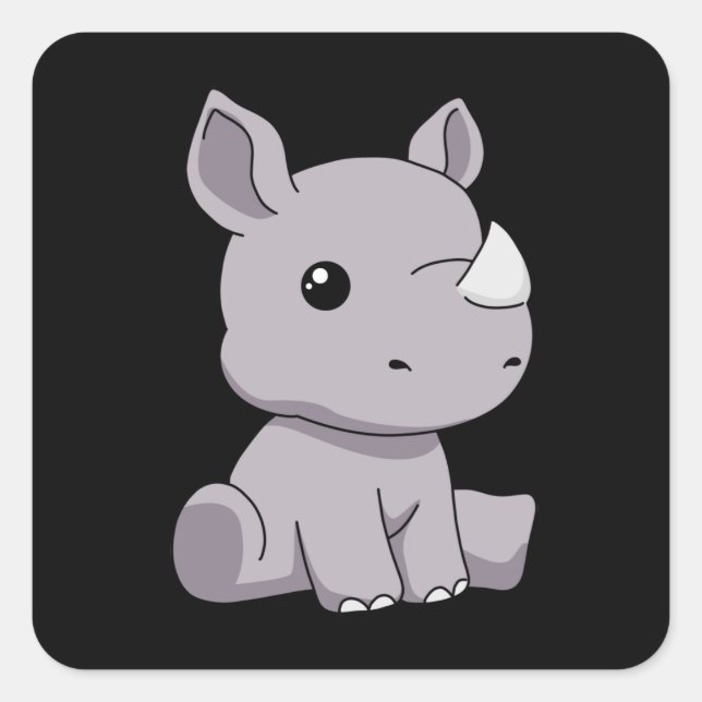 Rhinoceros gibt Kindern Rhino Geschenke Rhinoceros Quadratischer Aufkleber (Vorderseite)