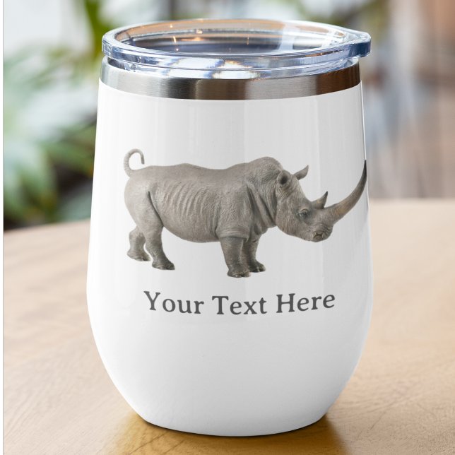 Rhinoceros Illustration Rhino Benutzerdefinierte M (Rhino Personalized Gift - wine or whiskey tumbler)
