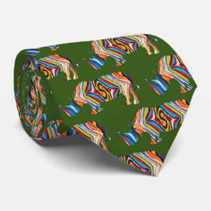 Rhinoceros in einer Psychedelic Print Krawatte