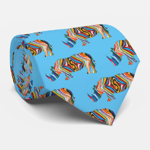 Rhinoceros in psychedelischem Muster Krawatte