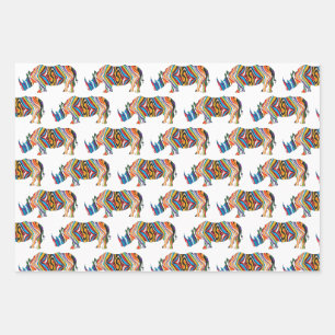 Rhinoceros in Zebra Geschenkpapier Set