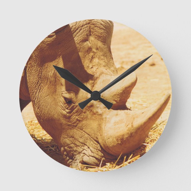 Rhinoceros-Liebe Runde Wanduhr (Vorderseite)