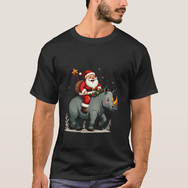 Rhinoceros Lover Xmas Weihnachten T-Shirt (Vorderseite)
