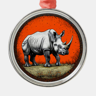 Rhinoceros Ornament Aus Metall