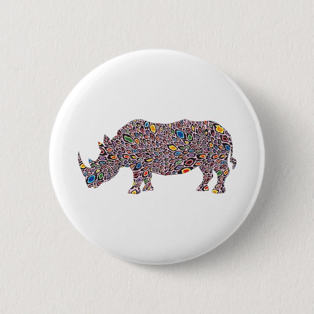 Rhinoceros-Pink-Cheetah Button (Vorderseite)