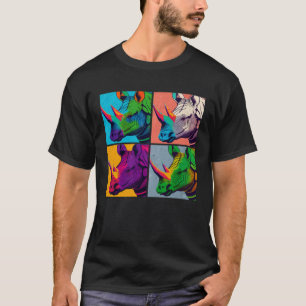 Rhinoceros Pop Illustration Farbige Tierfrauen T-Shirt
