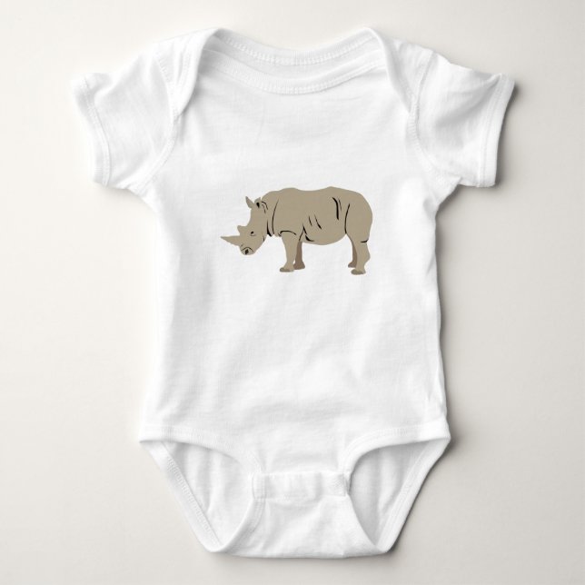 Rhinoceros Rhino Illustration Baby Strampler (Vorderseite)