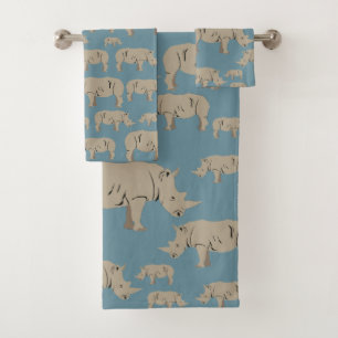 Rhinoceros Rhino Illustrationsmuster Badhandtuch Set
