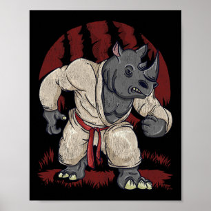 Rhinoceros Rhino Martial Artist Mixed Martial Arts Poster