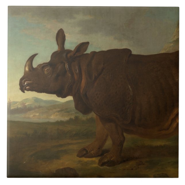 Rhinoceros (Rhino) (Wild Animal) (von J.B. Oudry) Fliese (Vorderseite)