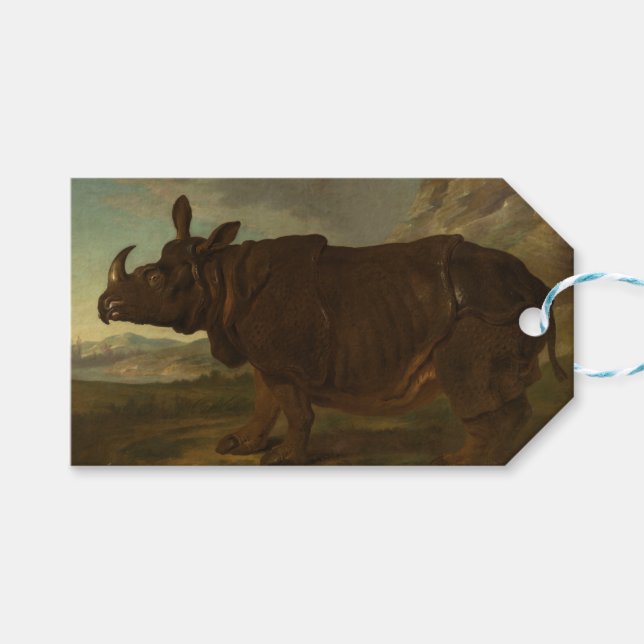 Rhinoceros (Rhino) (Wild Animal) (von J.B. Oudry) Geschenkanhänger (Vorderseite (Horizontal))