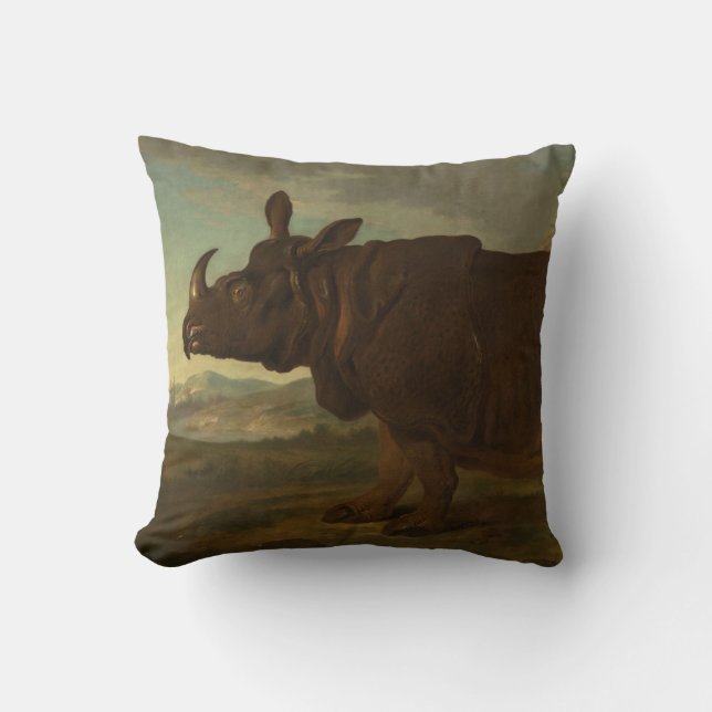 Rhinoceros (Rhino) (Wild Animal) (von J.B. Oudry) Kissen (Vorderseite)