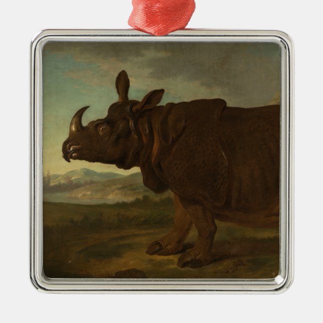 Rhinoceros (Rhino) (Wild Animal) (von J.B. Oudry) Ornament Aus Metall (Vorne)