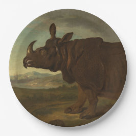 Rhinoceros (Rhino) (Wild Animal) (von J.B. Oudry) Pappteller