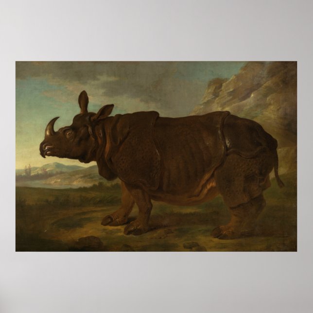Rhinoceros (Rhino) (Wild Animal) (von J.B. Oudry) Poster (Vorne)