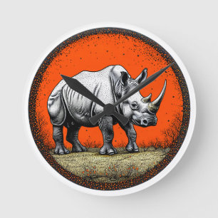 Rhinoceros Runde Wanduhr