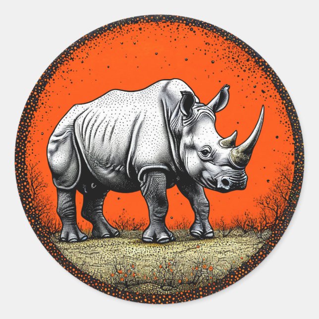 Rhinoceros Runder Aufkleber (Vorderseite)