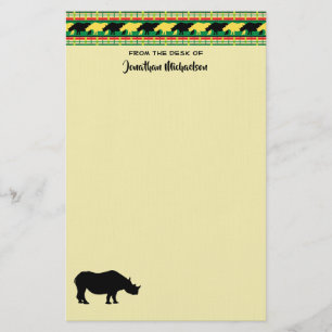 Rhinoceros Safari Weave Muster Personalisiert Briefpapier