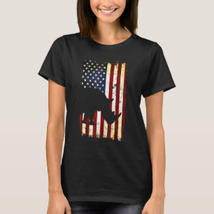 Rhinoceros Silhouette Amerikanische Flagge 4. Juli T-Shirt