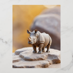 Rhinoceros Tierspass Miniatur Fantastisch Adorable Folien Feiertagspostkarte