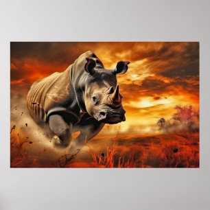 Rhinoceros Tierwelt Wilderes Meer Poster