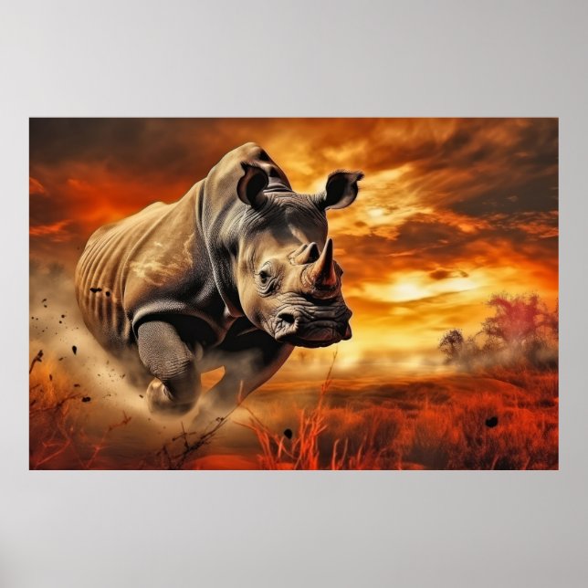 Rhinoceros Tierwelt Wilderes Meer Poster (Vorne)