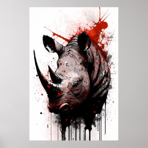 Rhinoceros-Tintenzeichnung Poster