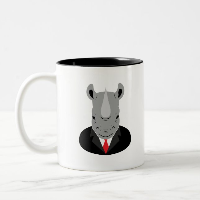 Rhinoceros tuxedo zweifarbige tasse (Links)