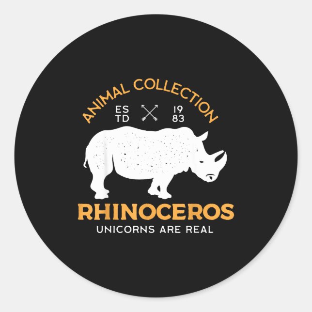 Rhinoceros Unicorns Are Real Funny Animal  Runder Aufkleber (Vorderseite)